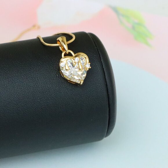 "Heart Drip White Pendant in Gold Finish Stylish Jewelry, XPPT1696 - Picture 6 of 13